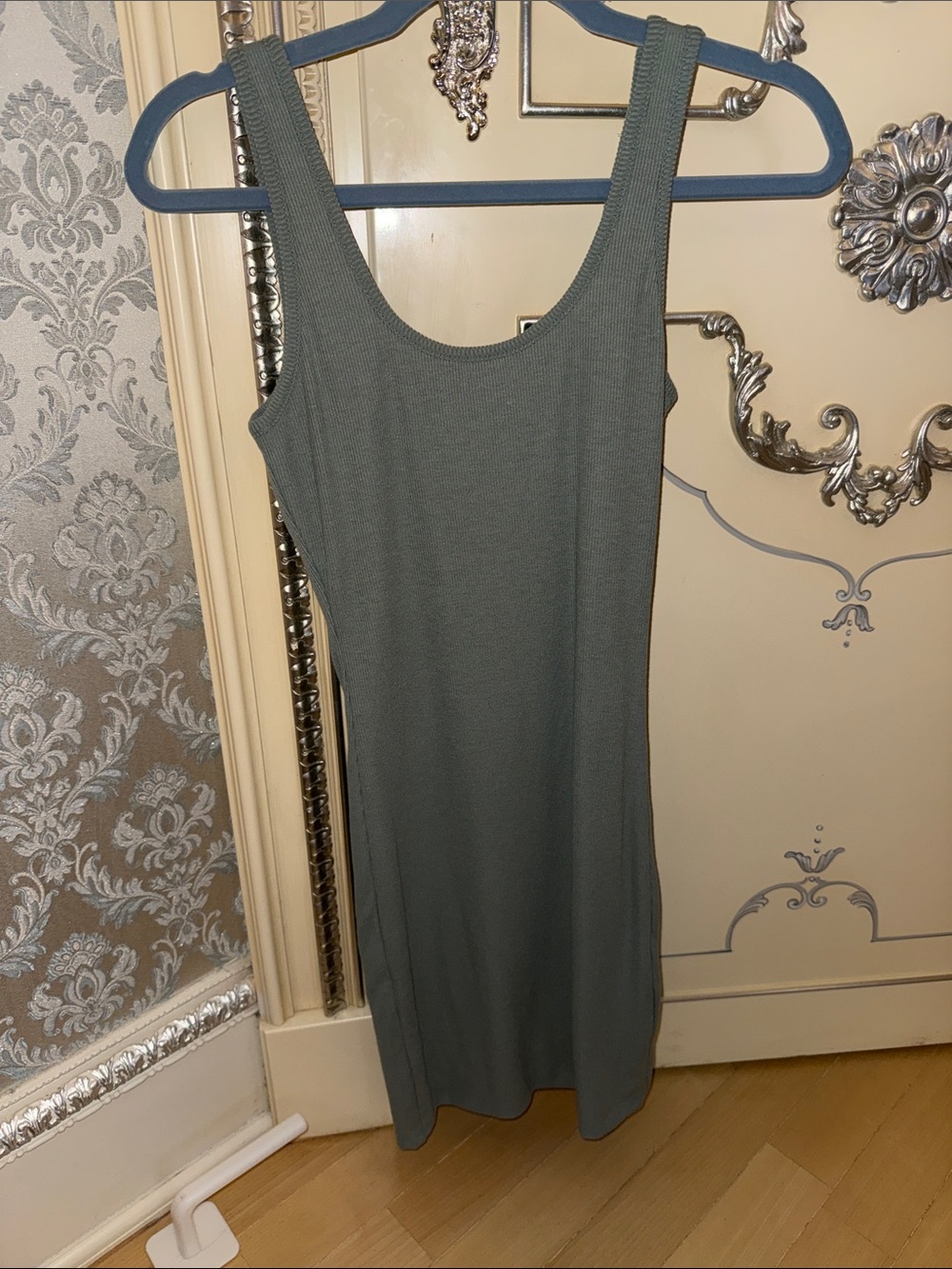 Fashion Nova Sleeveless Ribbed Midi Dress in Olive